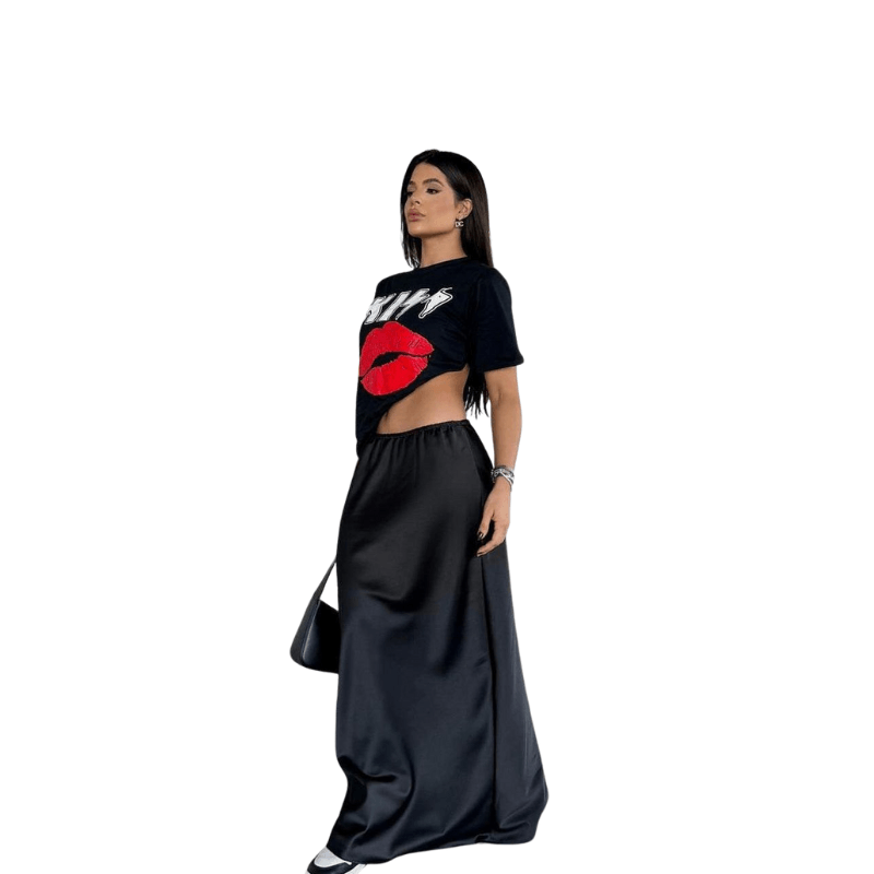 Saia Longa Cetim Twist Skirt - Sundian - Sundian
