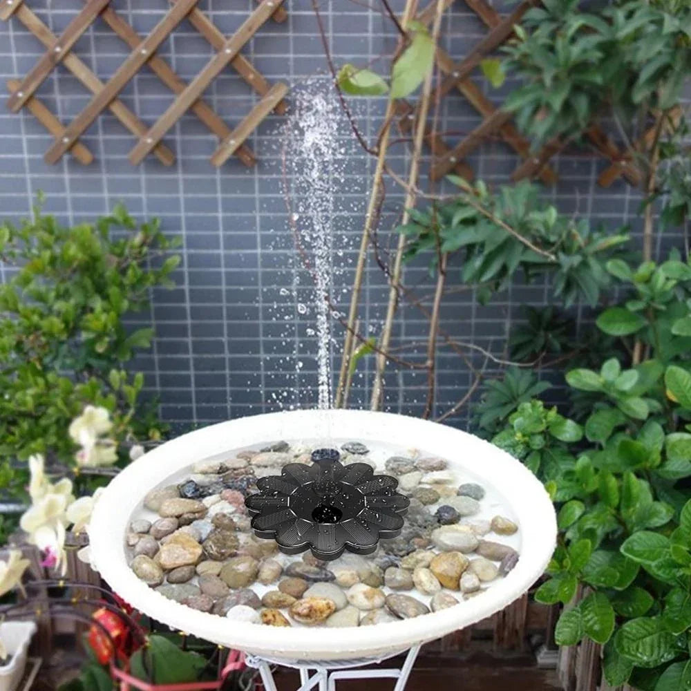 Fuente para pájaros con panel solar - Decoración de jardín