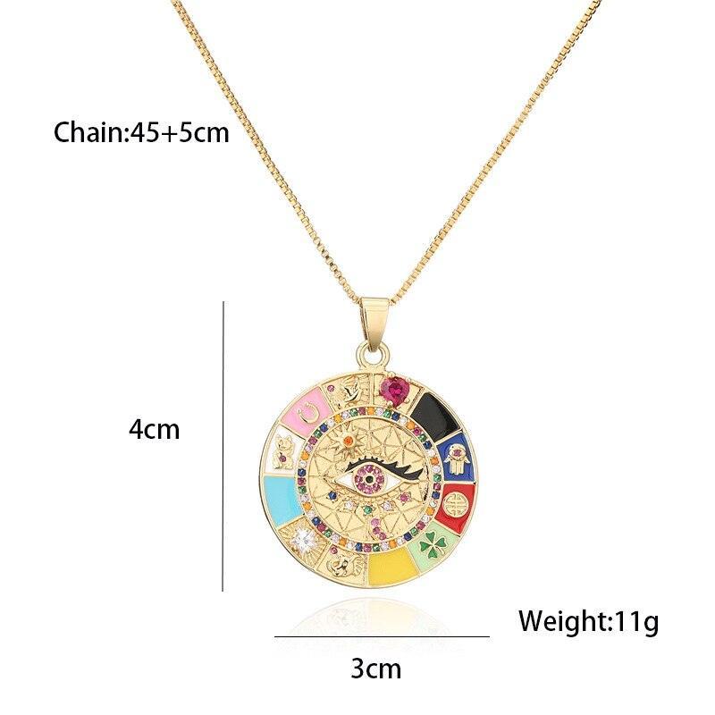 Collar chapado en oro - Amuleto de la Rueda de la Fortuna