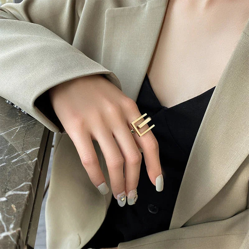 Anel Geometric Banhado 18K - Sundian