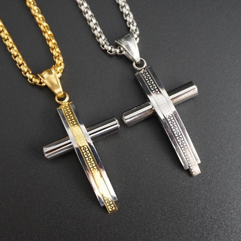 Gold or Silver Plated Parabolic Crucifix Chain
