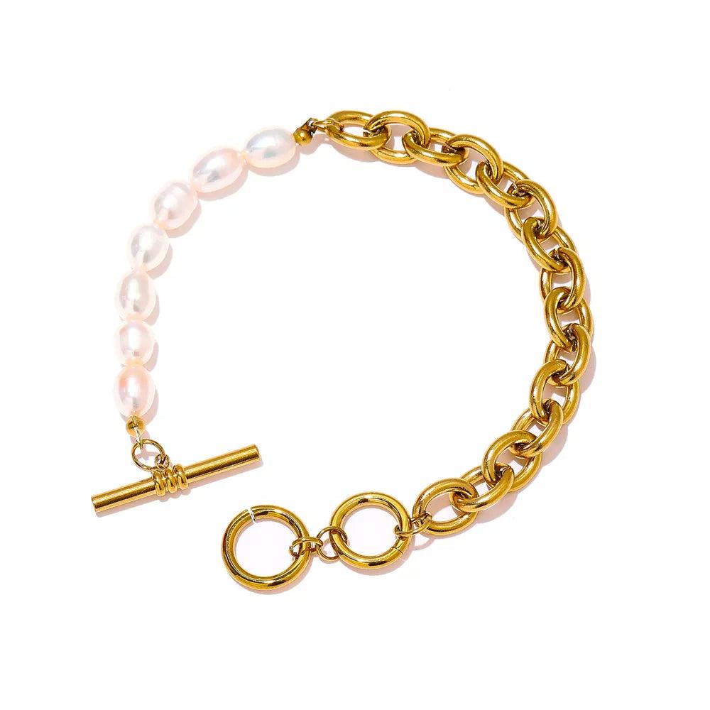 Pulseira Elos Com Pérolas Agua Doce - Sundian - Sundian