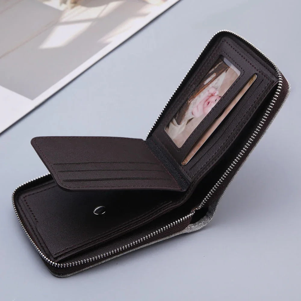 Carteira de Couro Masculina com Zíper e Espaço para Moedas