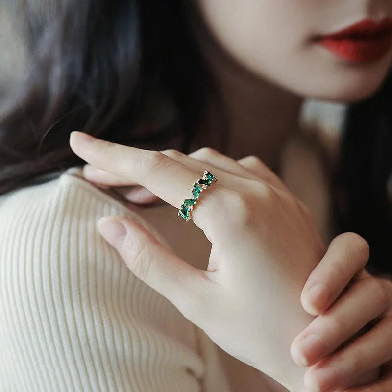 Anel de Esmeralda Coroado 18K - Sundian