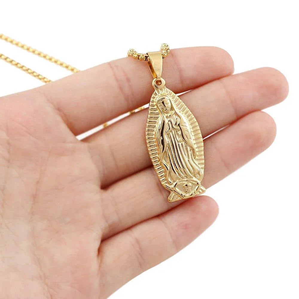 Amuleto Virgem Maria - Banhado a Ouro - Sundian