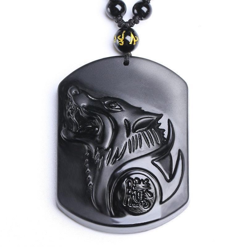 Cadena ajustable de obsidiana - Lobo Negro