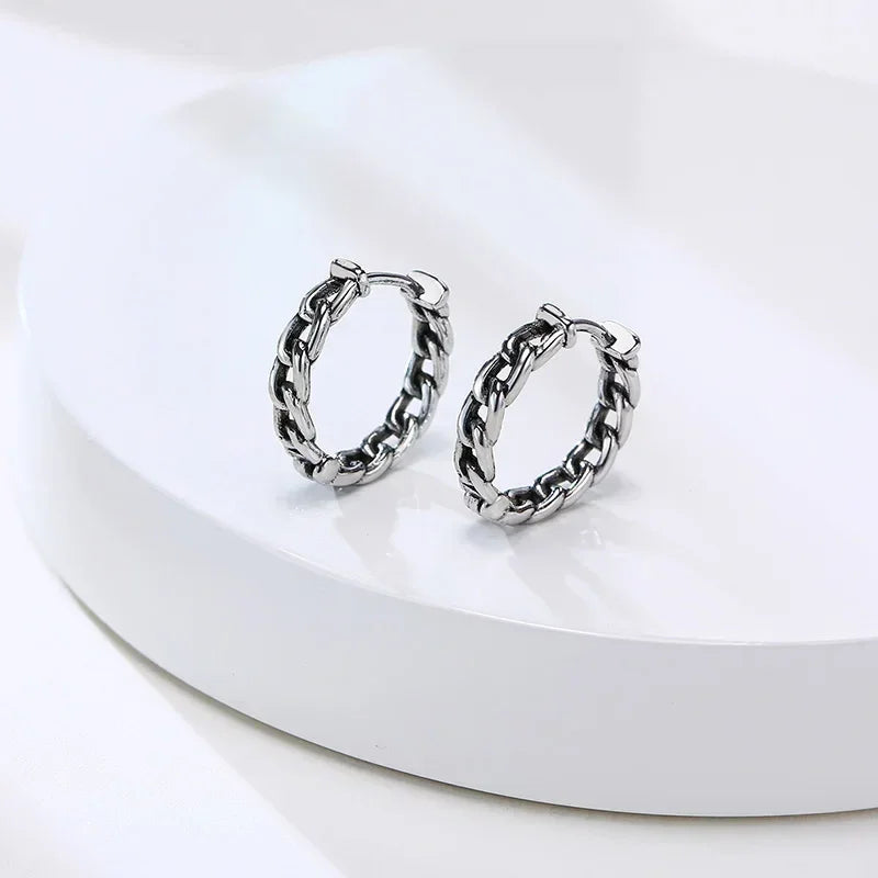 Par de pendientes de cadena de acero inoxidable 316L