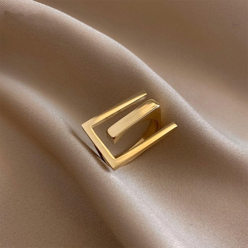 Anel Geometric Banhado 18K - Sundian