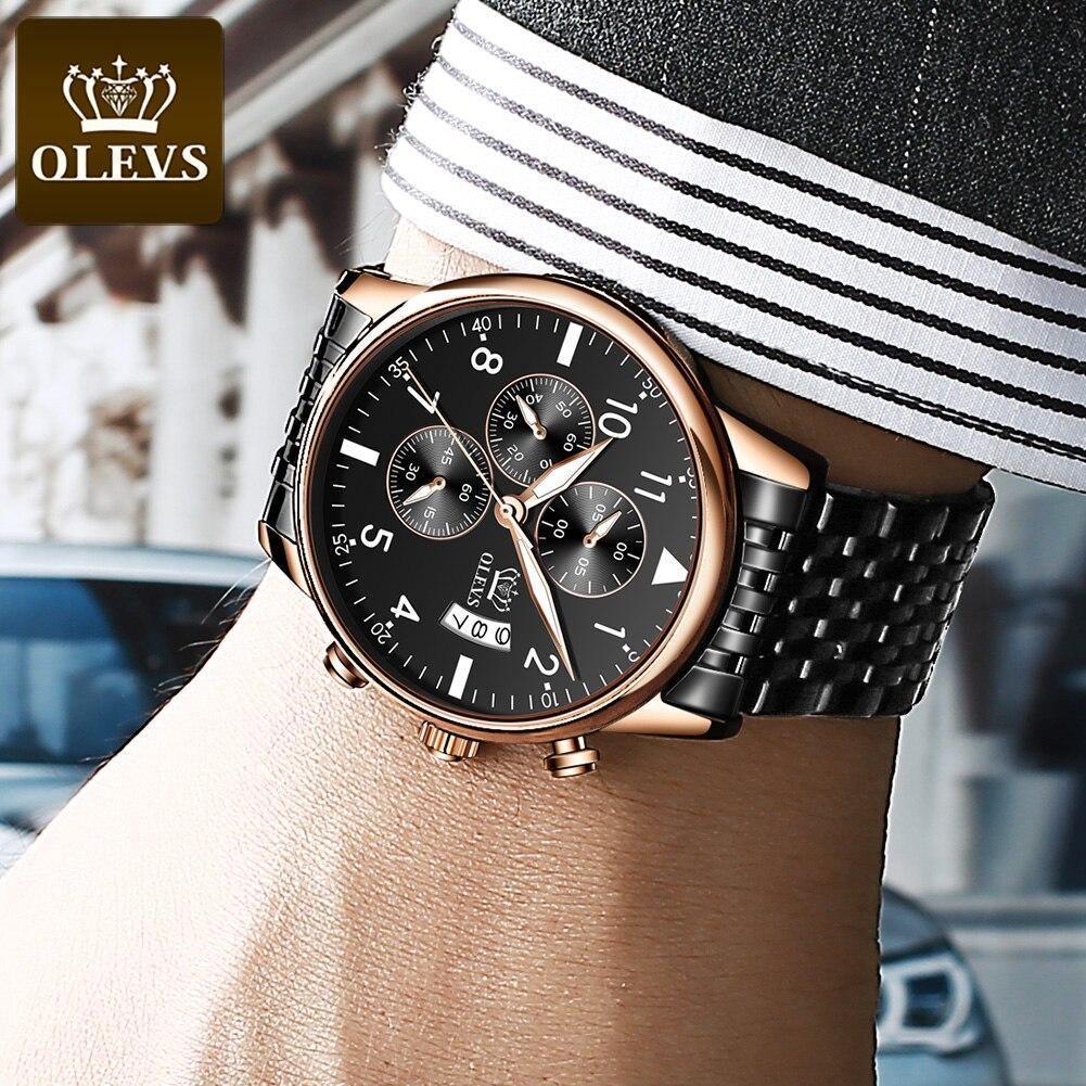 OLEVS Men's Slim Casual Watch - Tungsten Steel - Elegance and comfort for everyday life