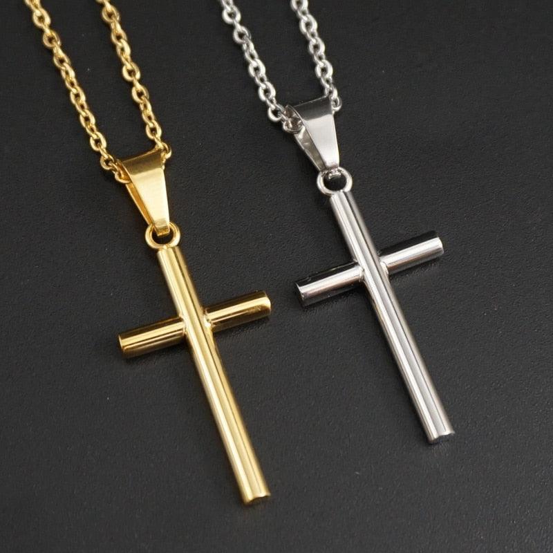 Corrente e Pingente em Aço - Crucifixo