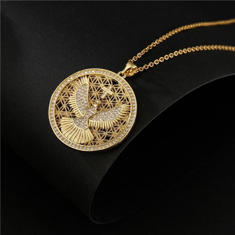 Cadena y amuleto bañados en oro - Santísima Trinidad