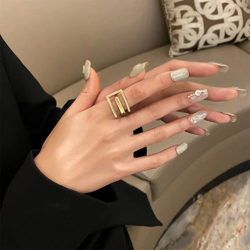 Anel Geometric Banhado 18K - Sundian