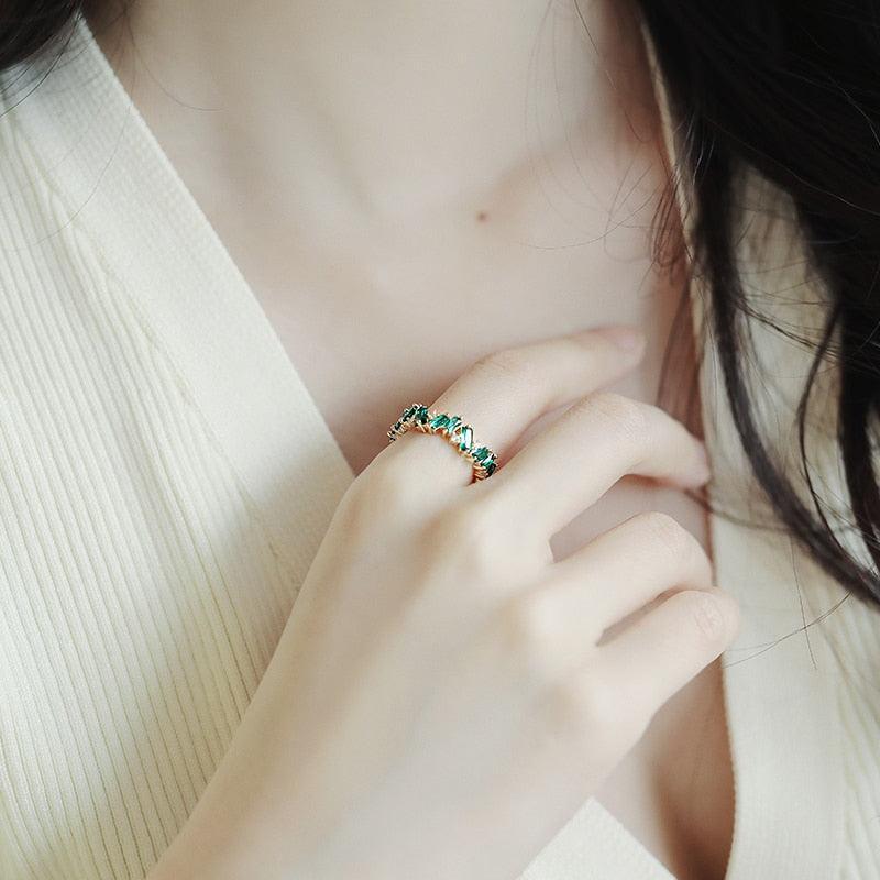 Anel de Esmeralda Coroado 18K - Sundian