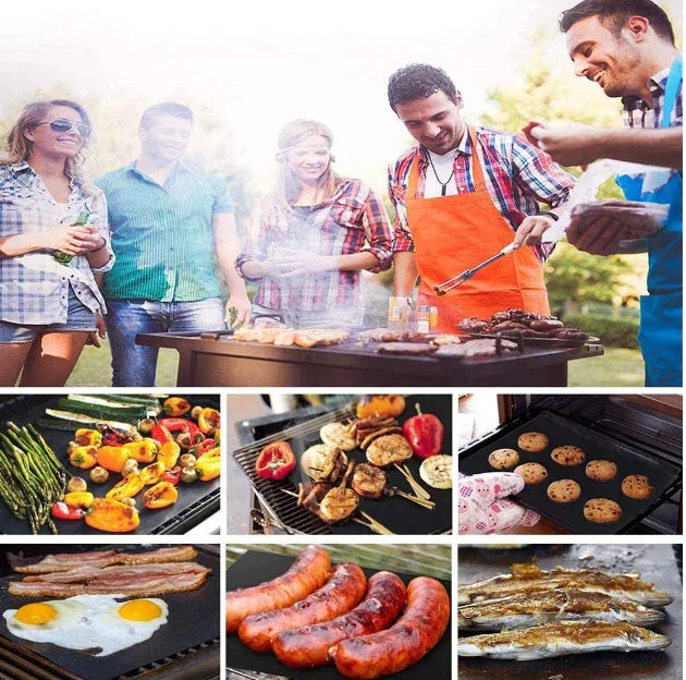Kit with 3 Reusable Non-Stick Barbecue Thermal Blankets