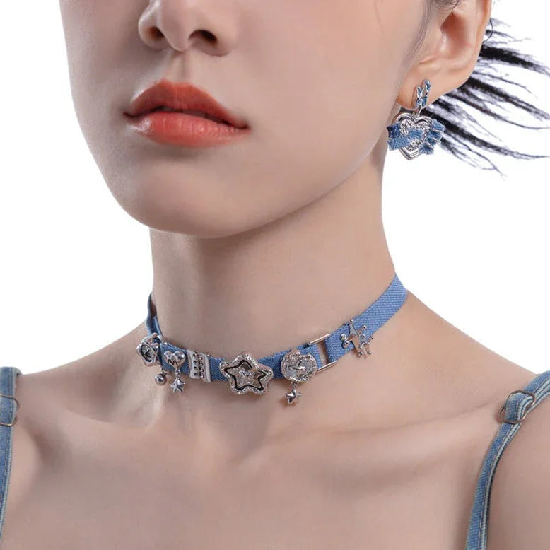 Gargantilla de jeans azules