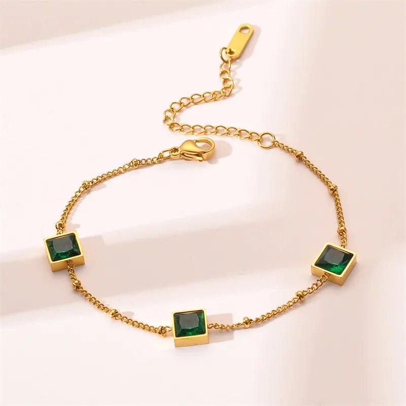 Pulseira Dourada com Esmeralda - Sundian - Sundian