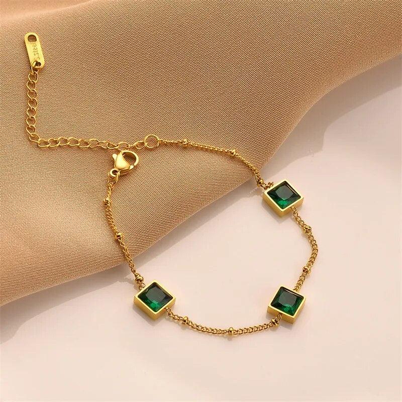 Pulseira Dourada com Esmeralda - Sundian - Sundian