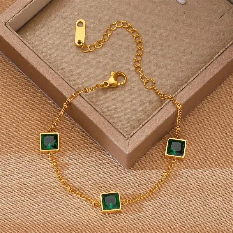 Pulseira Dourada com Esmeralda - Sundian - Sundian