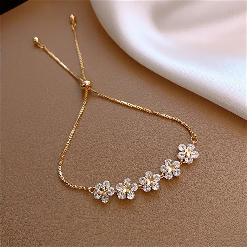 Pulseira com Flores e Zircônia Ajustável - Sundian - Sundian