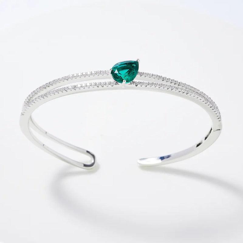 Bracelete Prata com Esmeralda - Sundian - Sundian