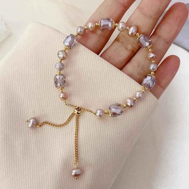 Pulseira em Pérolas e Zircônias Roxas - Sundian - Sundian