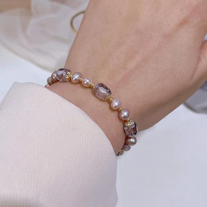 Pulseira em Pérolas e Zircônias Roxas - Sundian - Sundian