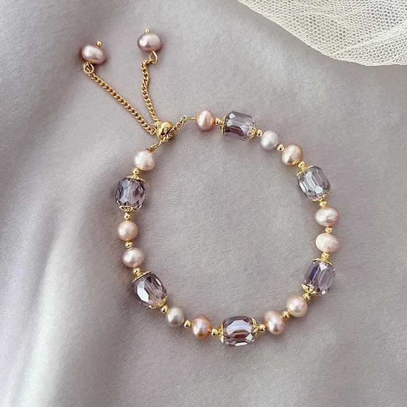 Pulseira em Pérolas e Zircônias Roxas - Sundian - Sundian