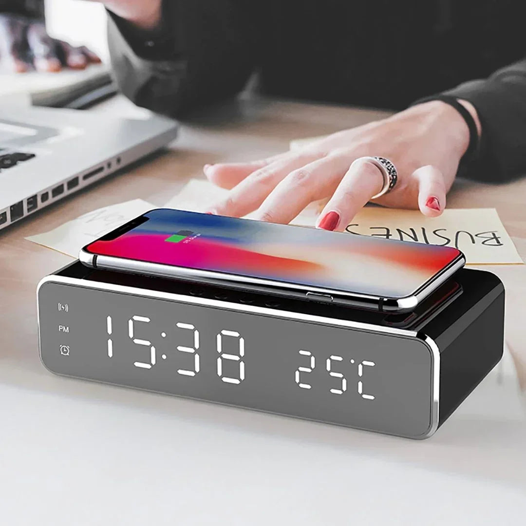 Digital Clock with Wireless Charger - TechCharge