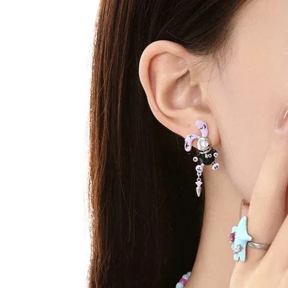 Par de pendientes de conejo punk