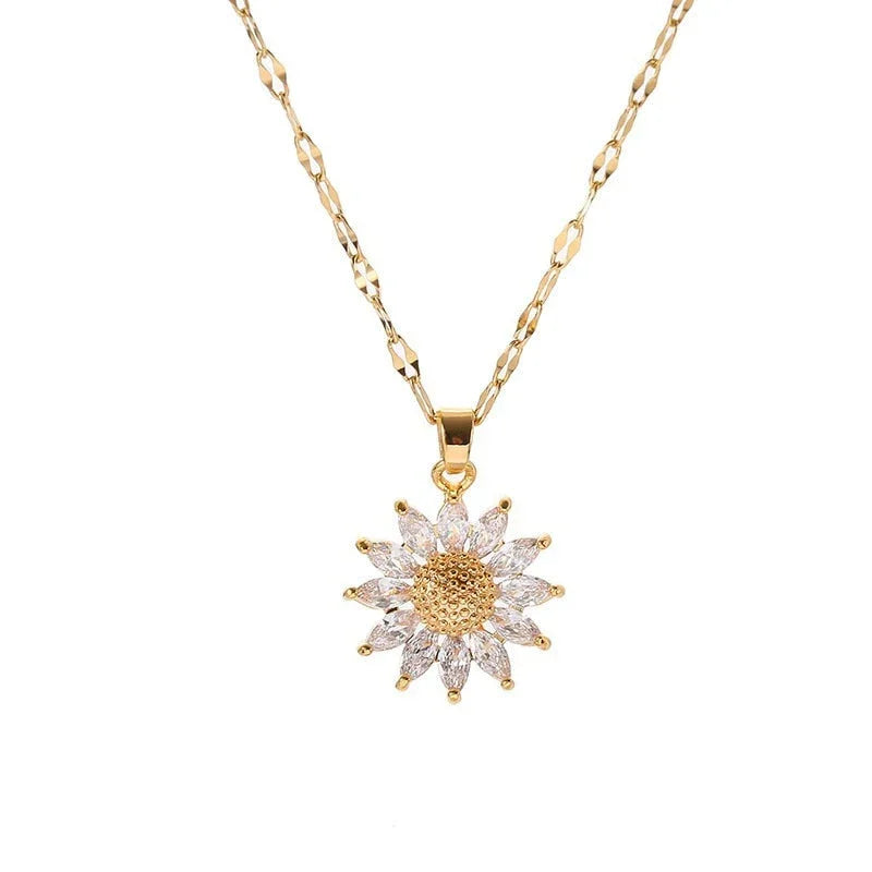 Collar de girasol bañado en oro de 18 quilates