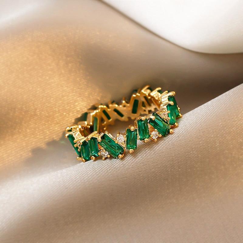 Anel de Esmeralda Coroado 18K - Sundian
