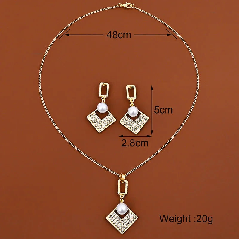 Conjunto de collar y pendientes de plata 925 con colgante de perla