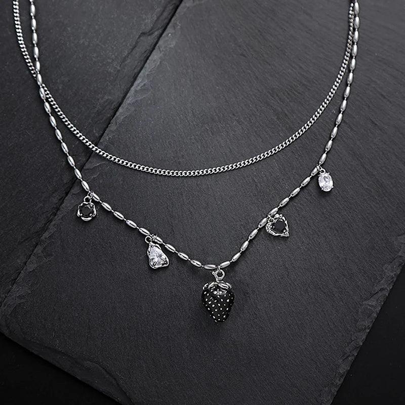 Collar de fresa negra - Cadena de 45 cm