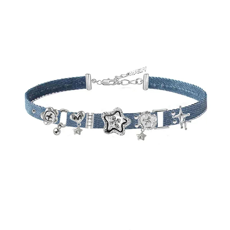Gargantilla de jeans azules