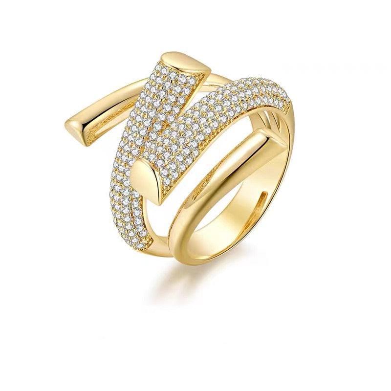 Anel Involt Cravejado e Banhado 18K - Sundian