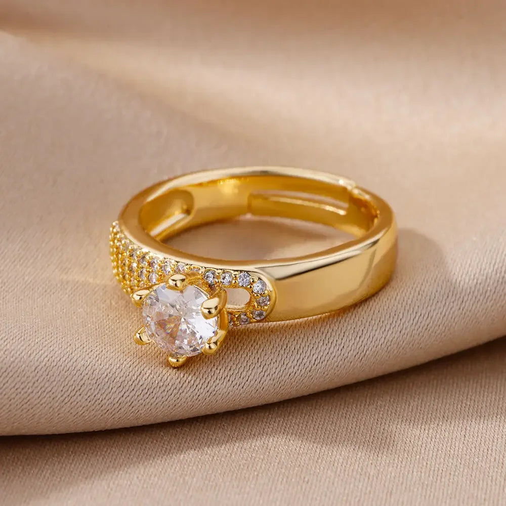 Anel Ajustável Luxuoso com Pedra de Zircônia – Visual encantador para brilhar - Sundian