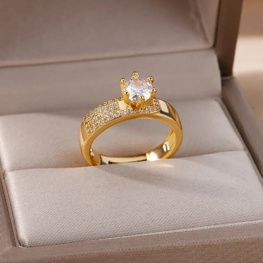 Anel Ajustável Luxuoso com Pedra de Zircônia – Visual encantador para brilhar - Sundian