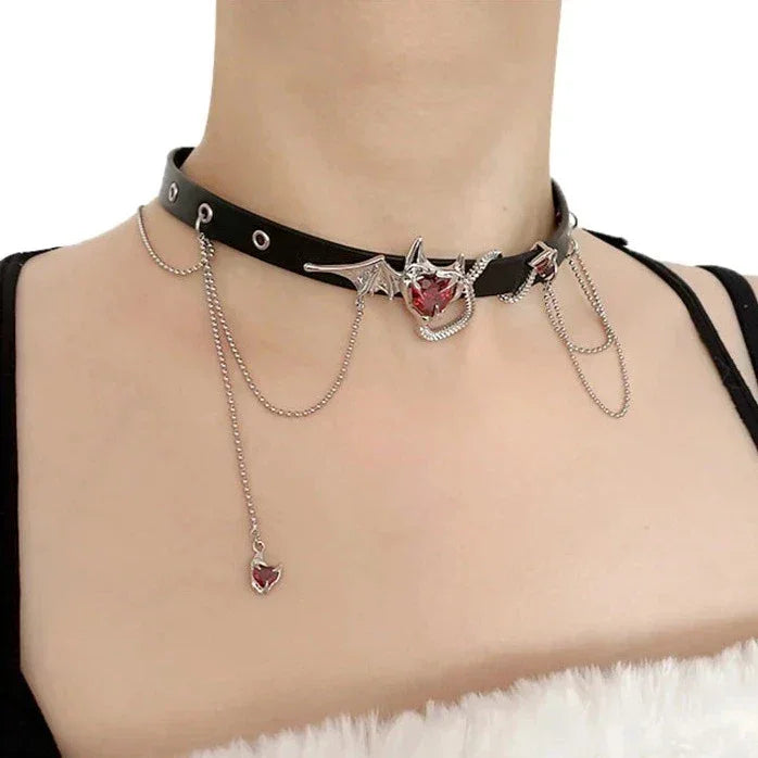 Collar Corazón del Diablo - Cadena de 35 cm