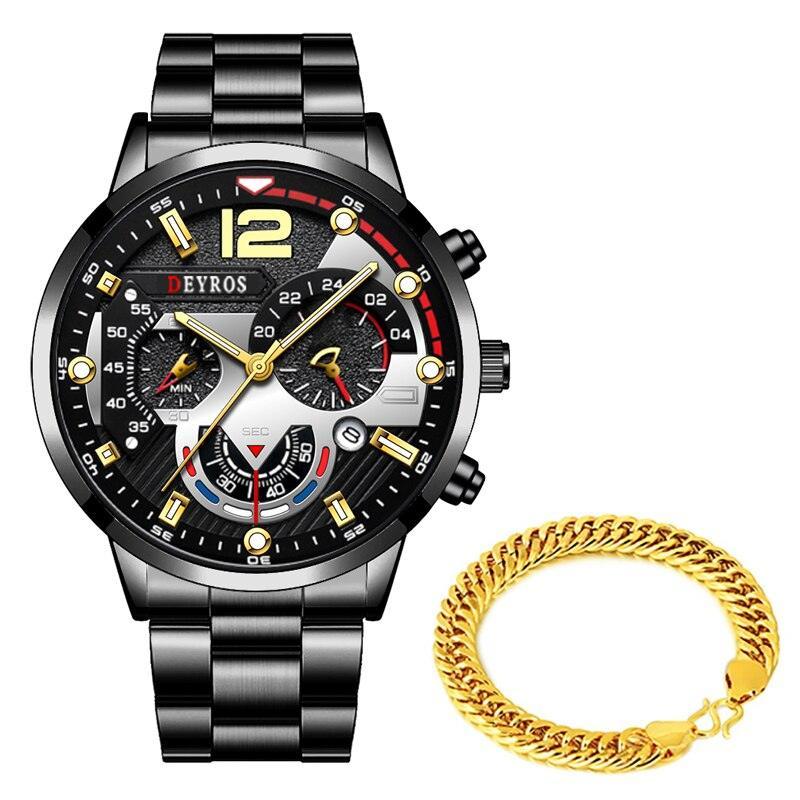 Kit Relógio Elegante + Pulseira – Versátil, leve e muito estiloso