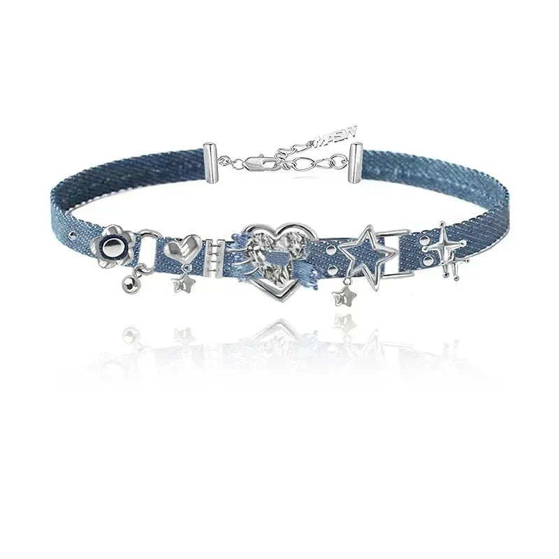 Gargantilla de jeans azules