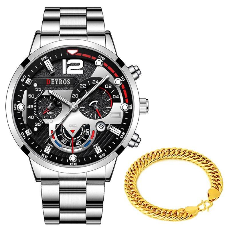 Kit Relógio Elegante + Pulseira – Versátil, leve e muito estiloso