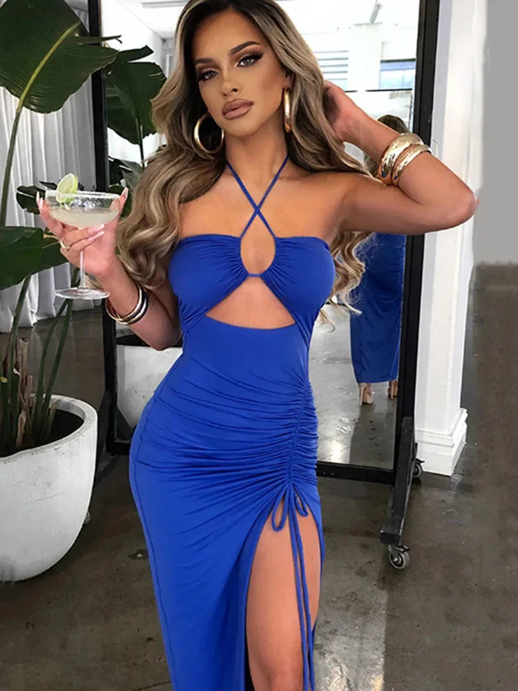 Vestido Midi Slim Sexy – Sem Mangas e Decote nas Costas