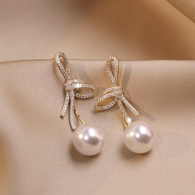 Brinco de Pérola com Zircônia Banhado a Ouro 18k - Sundian - Sundian