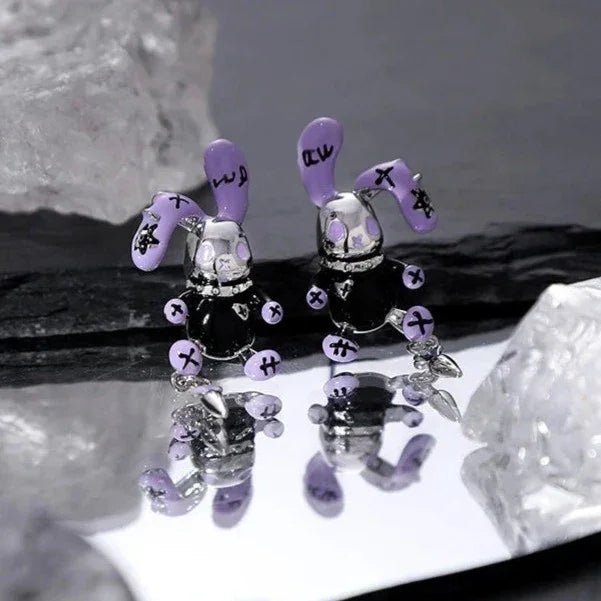 Par de pendientes de conejo punk