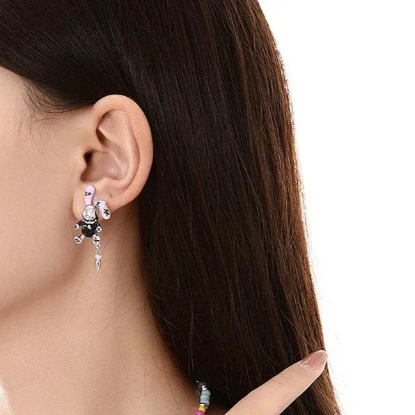 Par de pendientes de conejo punk