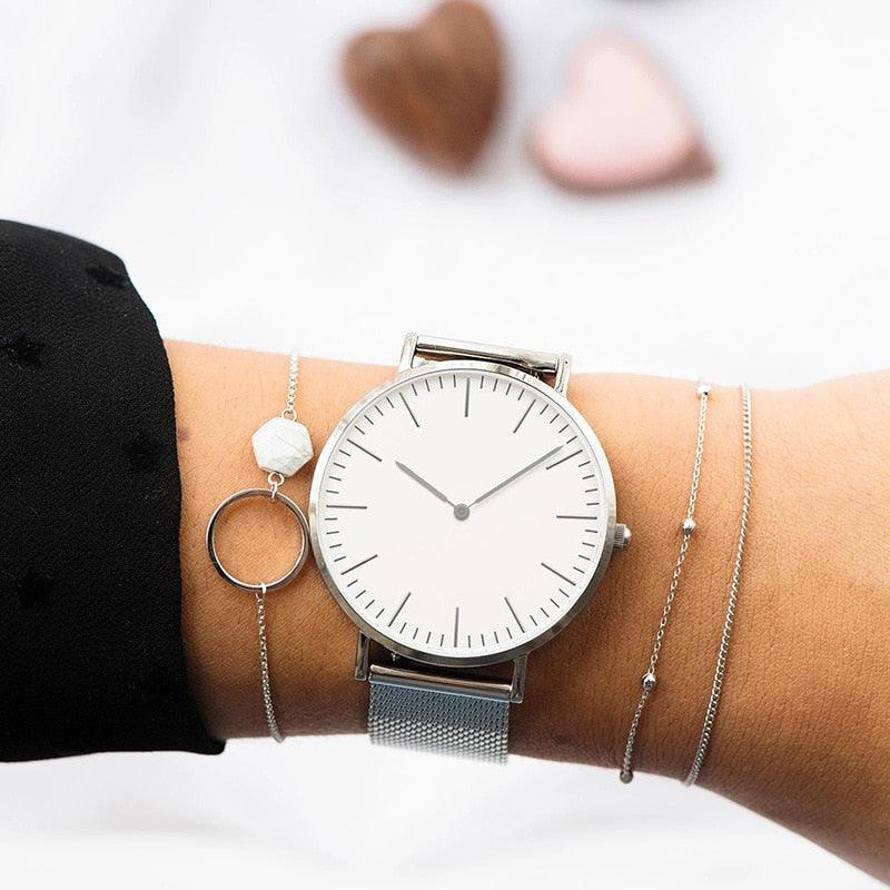 Relógio feminino Aço Ultra Minimalista - Sundian - Sundian