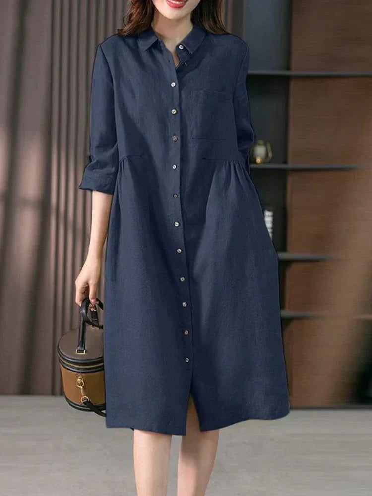 Vestido Camisa Midi Feminino – Sofisticação com caimento perfeito