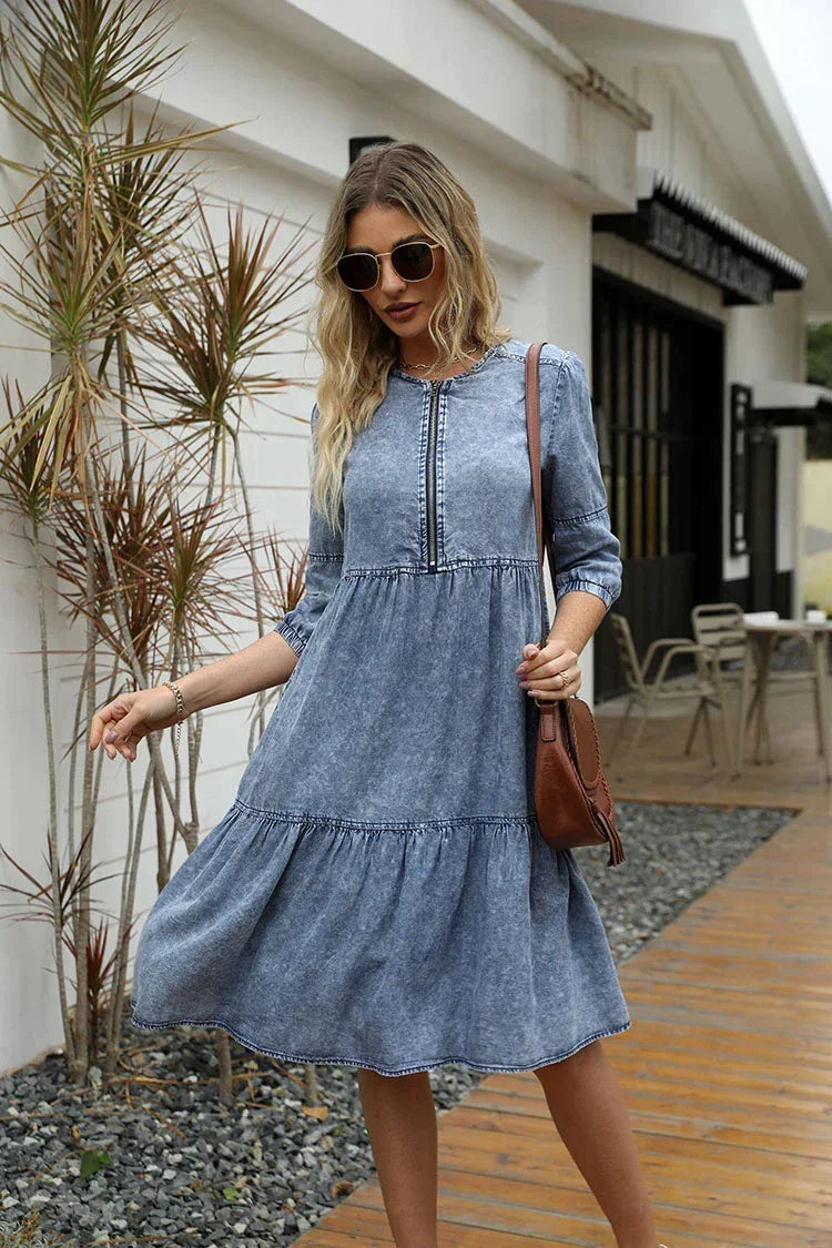 Vestido Jeans Midi Soltinho – Ideal para qualquer ocasião
