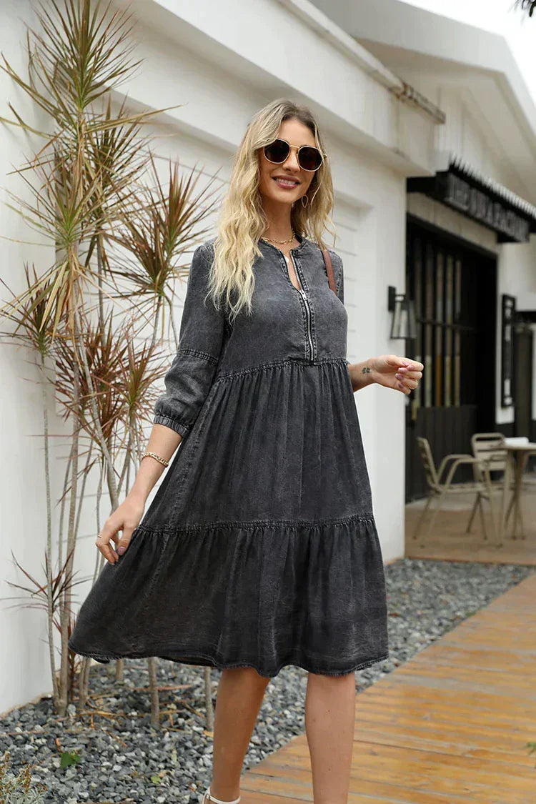 Vestido Jeans Midi Soltinho – Ideal para qualquer ocasião