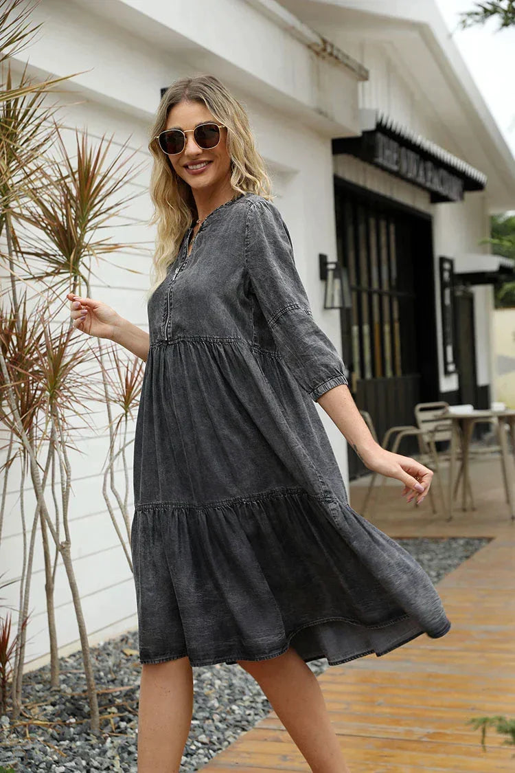Vestido Jeans Midi Soltinho – Ideal para qualquer ocasião